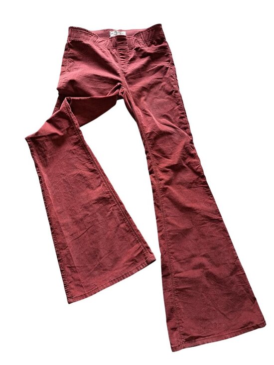 We The Free Pants - We The Free Rust Brown Flare Corduroy Pants Womens Size 27 Made Pull On Boho
